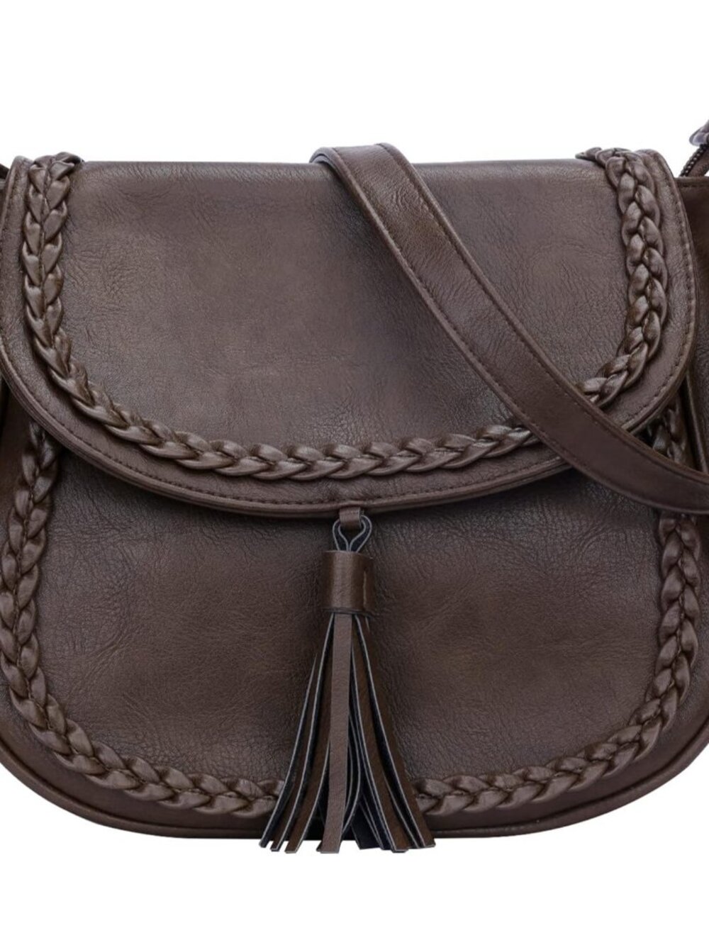 Casual Crossbody Bag for Women, Small Flap Saddle Purses with Tassel